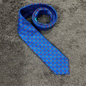 Marchesi Di Como Tie 100% Silk Made In Italy Blue Red Geometric Classic Necktie